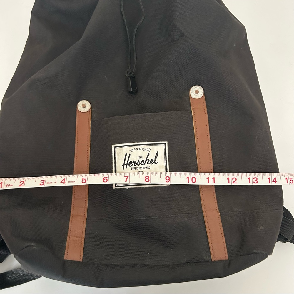 Herschel Supply Co Black Canvas Retreat Magnetic Drawstring Closure Backpack - Picture 14 of 15